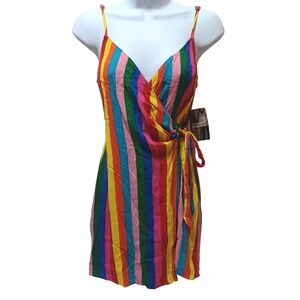 Show Me Your Mumu Rainbow Wrap Mini Dress Festival